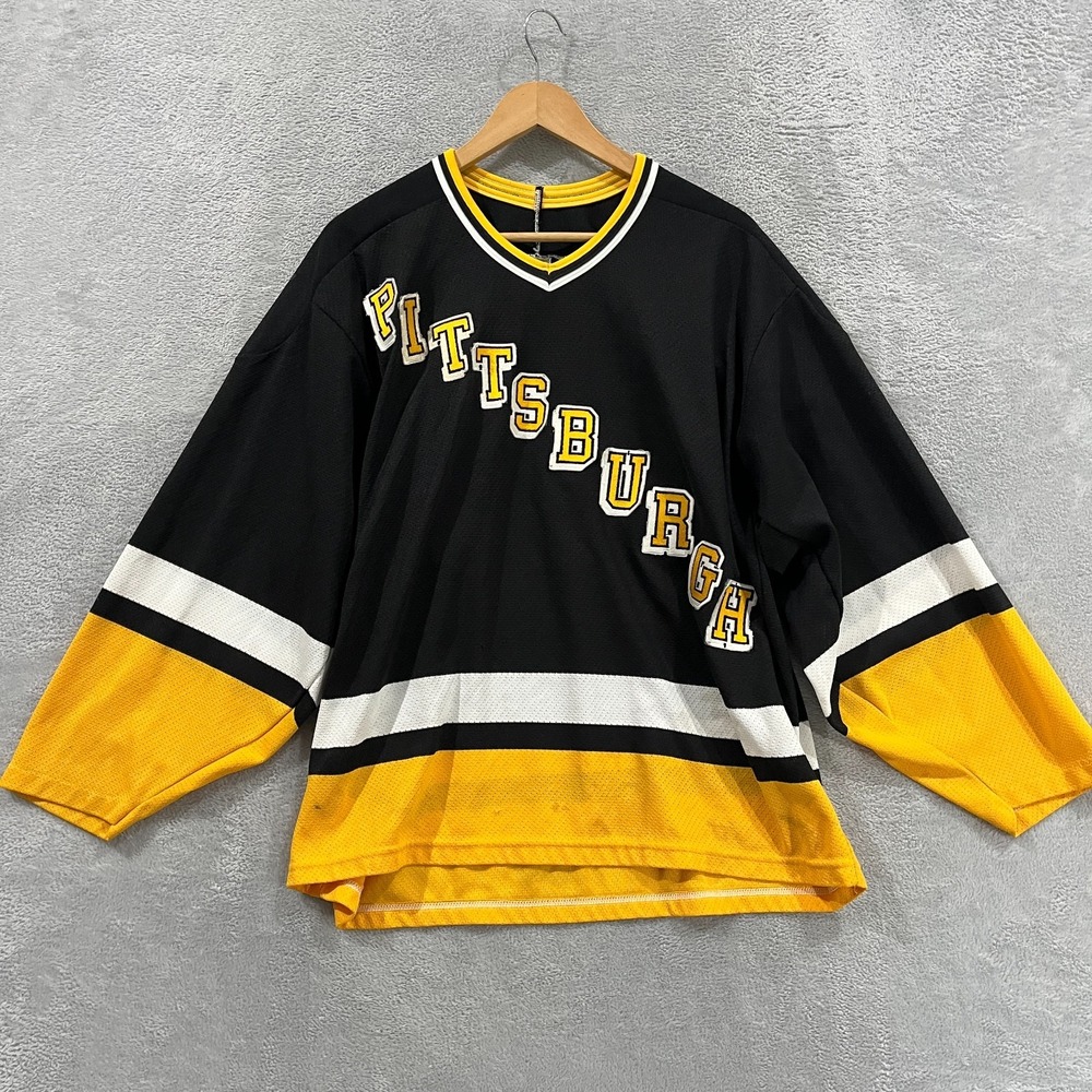 Pittsburgh Penguins Jersey Mens Black Yellow NHL Hockey Sports Ken Hitchcock #82